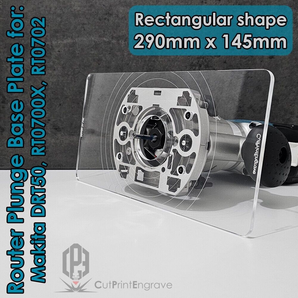 Rectangular Router Plunge Base Plate For Makita DRT50 RT0700X RT0702 290x145mm