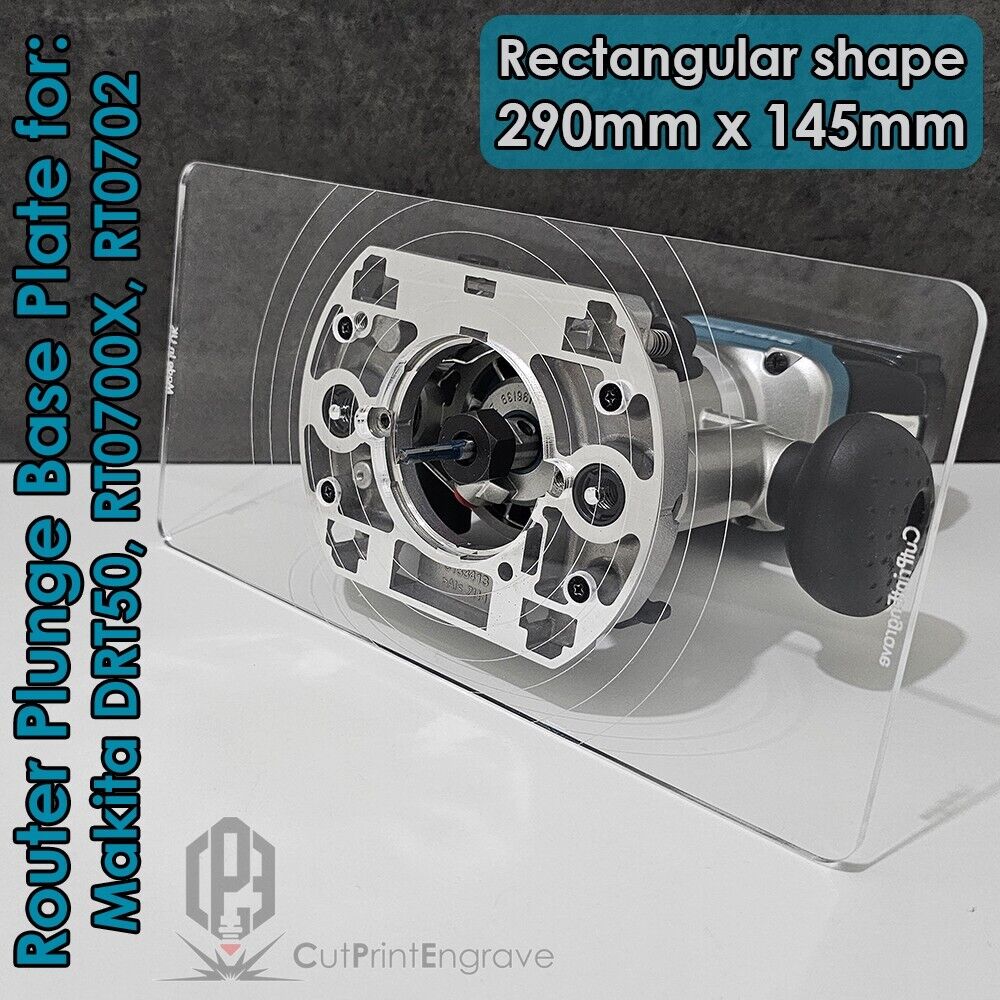 Rectangular Router Plunge Base Plate For Makita DRT50 RT0700X RT0702 290x145mm
