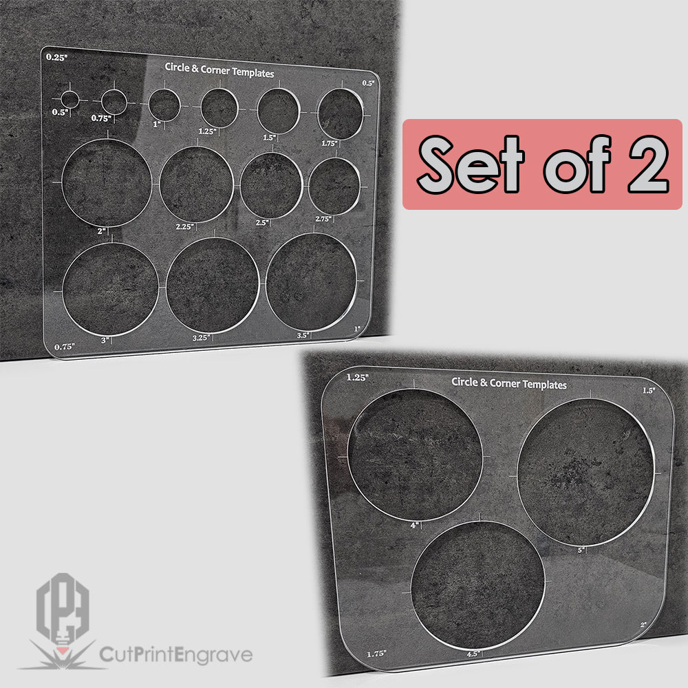Router Circle And Corner Templates Imperial Units 0.5-5"