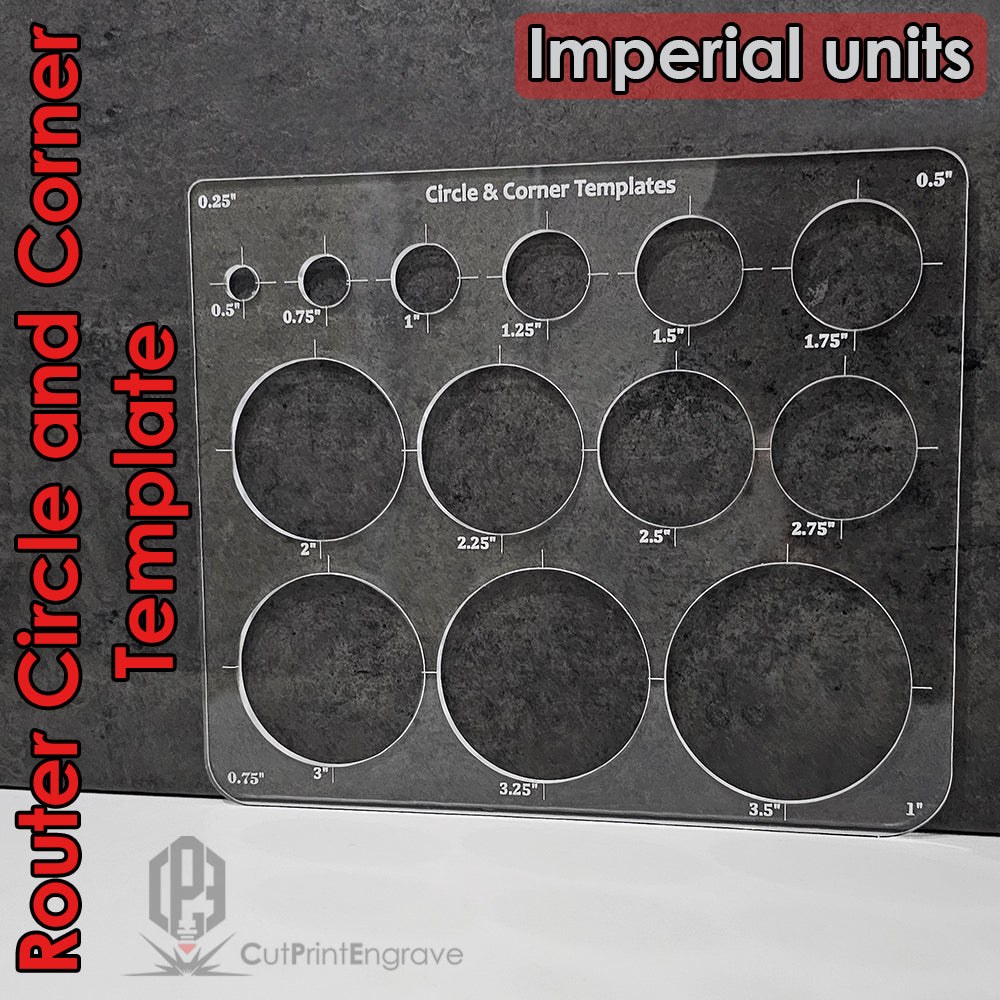 Router Circle And Corner Templates Imperial Units 0.5-5"