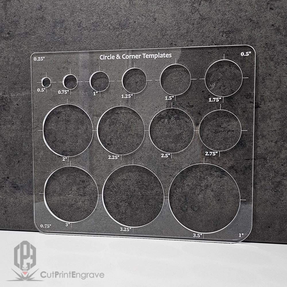 Router Circle And Corner Templates Imperial Units 0.5-5"