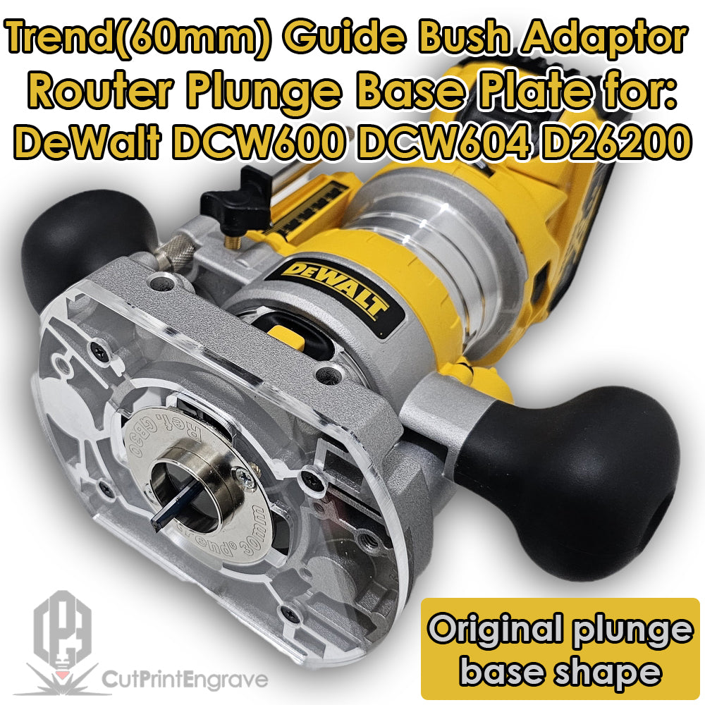 DeWalt Plunge Base DCW600 Trend and Others 60mm Guide Bush Adaptor Base Plate