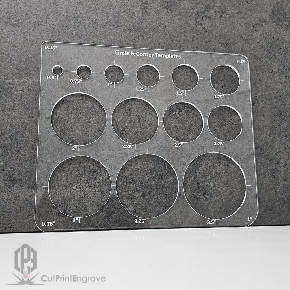 Router Circle And Corner Templates Imperial Units 0.5-5"