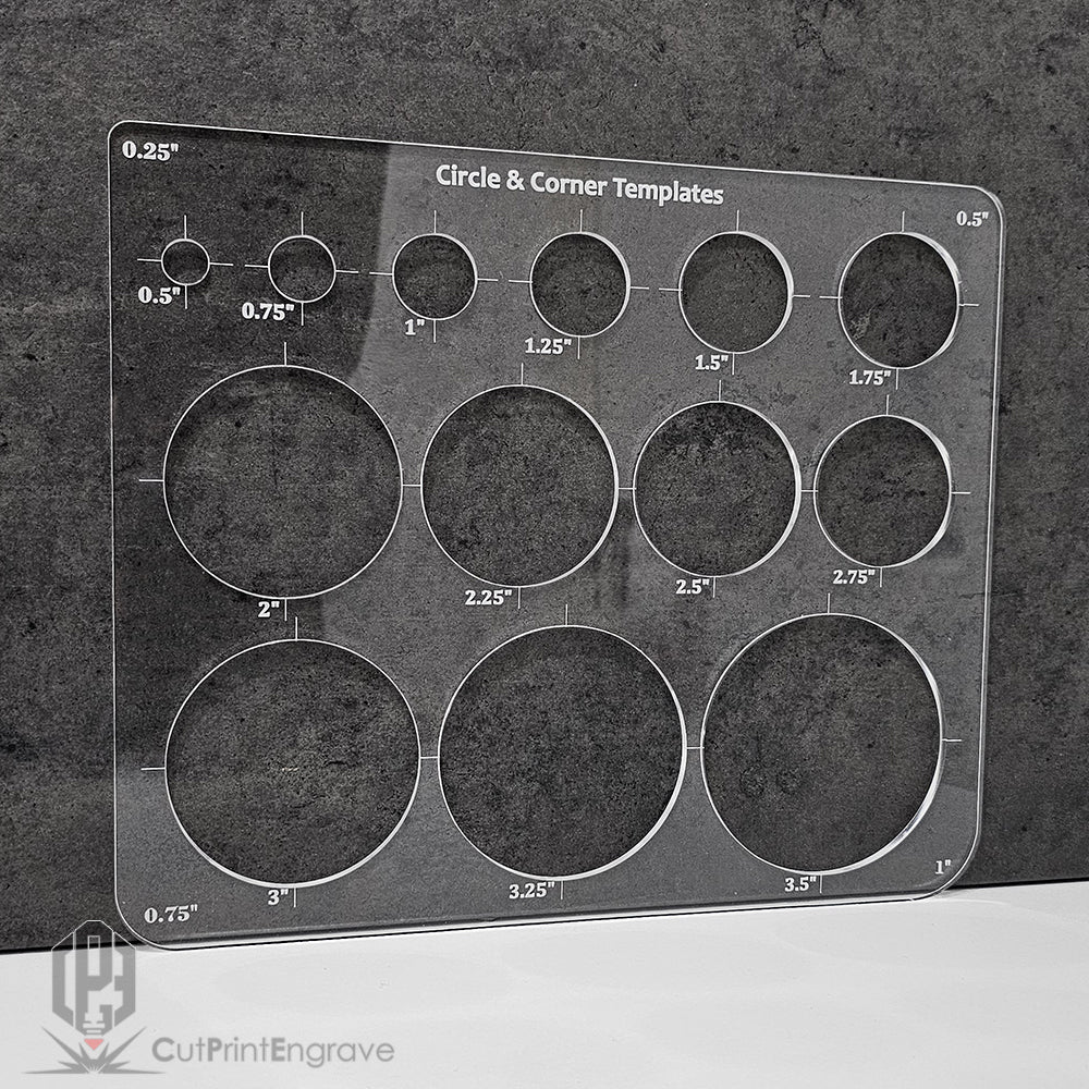 Router Circle And Corner Templates Imperial Units 0.5-5"