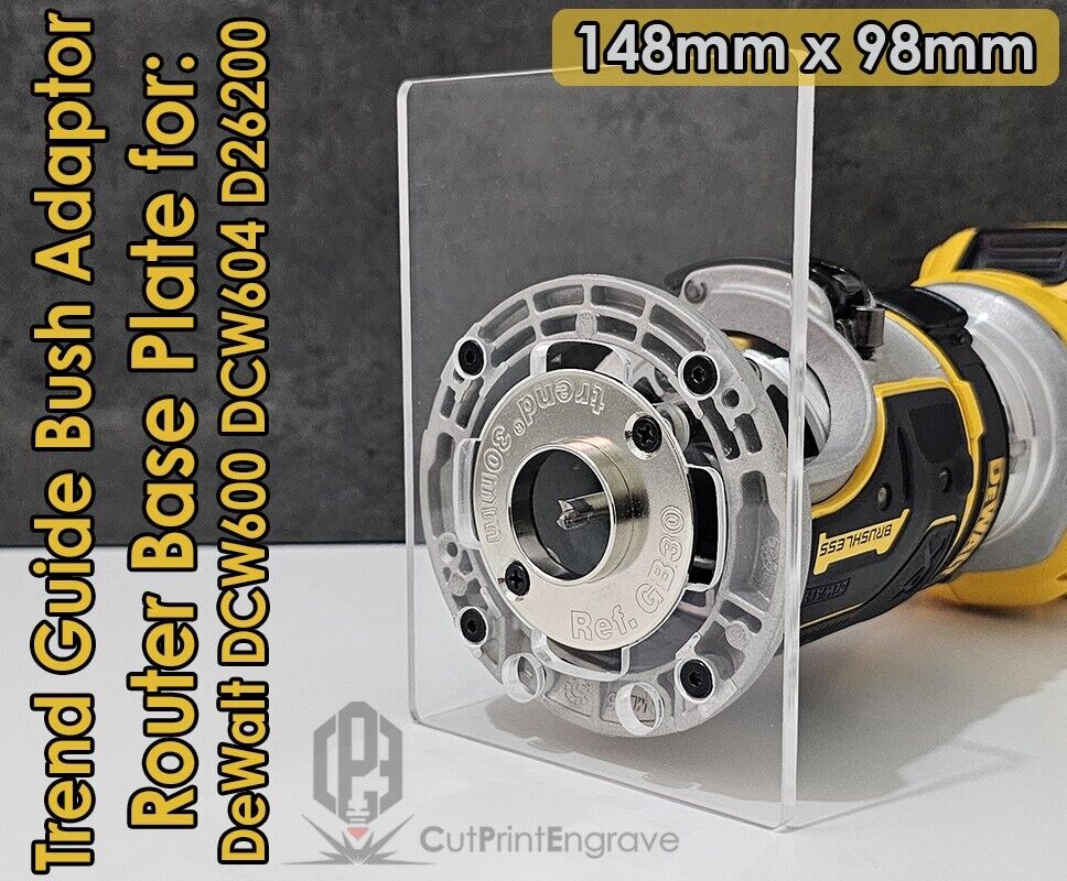 Dewalt DCW600 Trimmer Router Trend Guide Bush Adaptor Base Plate - 148mm x 98mm