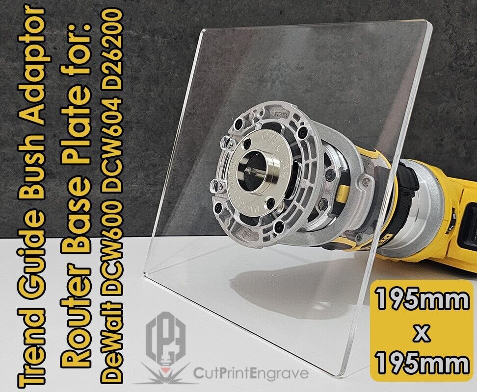Dewalt DCW600 Trimmer Router Trend Guide Bush Adaptor Base Plate - 195mm x 195mm