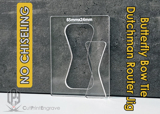 Butterfly Bow Tie Dutchman Router Jig Clear Acrylic - 65mm x 24mm - NO CHISELING