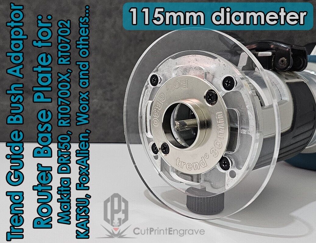 Makita DRT50 RT0700 KATSU Router Trend Guide Bush Adaptor Base Plate - 115mm