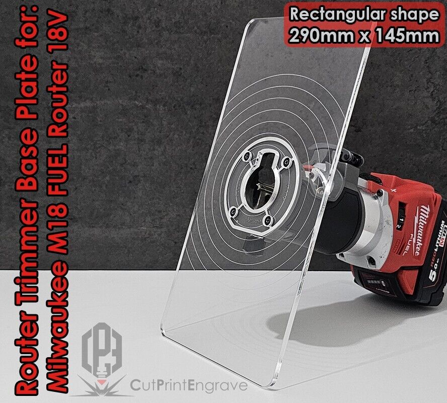 Rectangular Router Trimmer Base Plate 4 Milwaukee M18 FUEL Router 18V 290x145mm