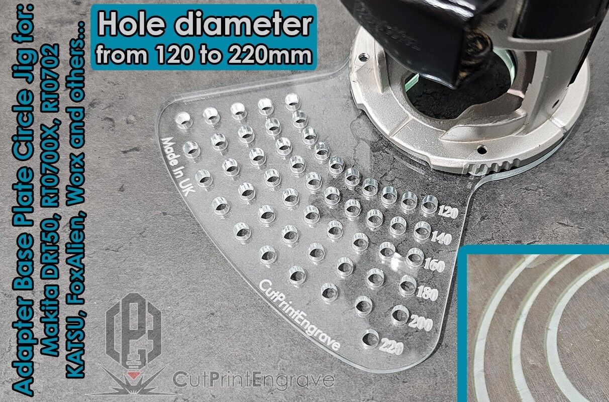 Small Circle Jig Router Base Plate For Makita DRT50 RT0700X RT0702 KATSU WORX 18