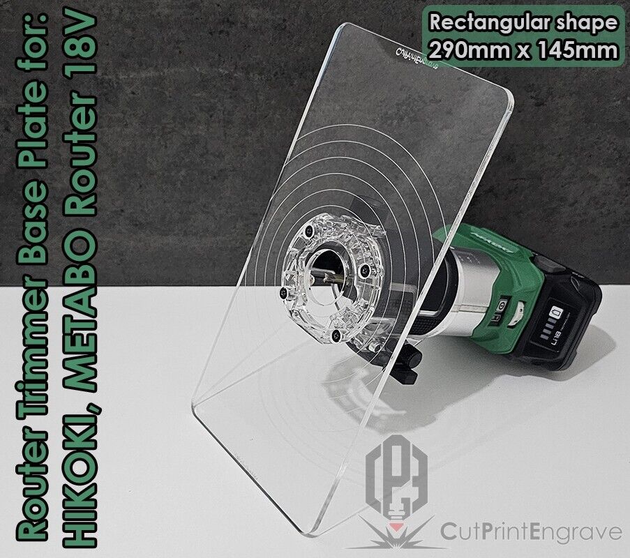 Rectangular Router Trimmer Base Plate For HIKOKI, Metabo 18V Router - 290x145mm