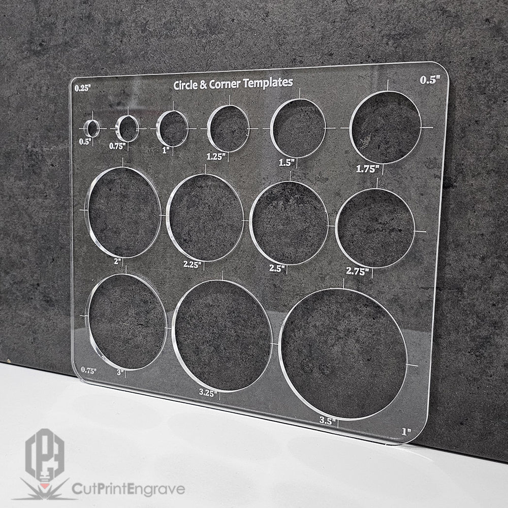 Router Circle And Corner Templates Imperial Units 0.5-5"