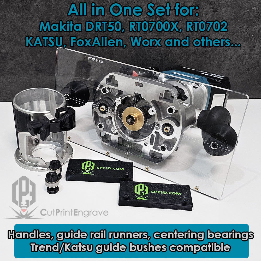All-In-One Makita Base Plate DRT50 RT0700 Trend Brass Guide Bush Handles Centering Bearings Guide Rail Runners
