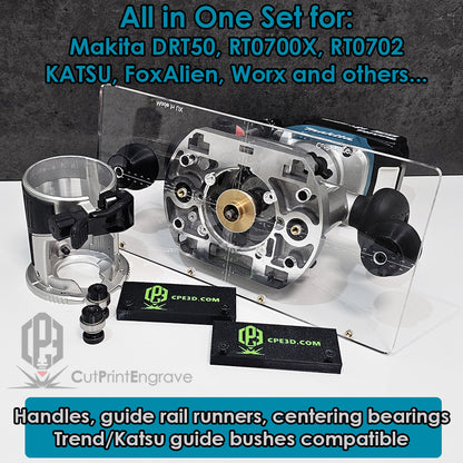 All-In-One Makita Base Plate DRT50 RT0700 Trend Brass Guide Bush Handles Centering Bearings Guide Rail Runners