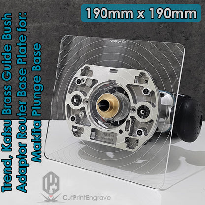Makita Router DRT50 RT0700 Plunge Trend Brass Guide Bush Adaptor Base Plate-190x190mm