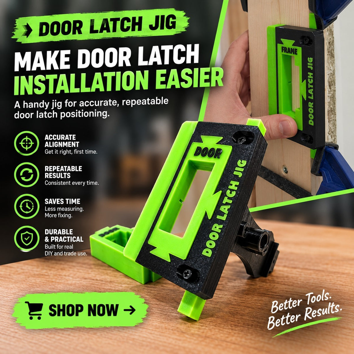 Tubular Latch Jig Router Template Fully Customisable Sizes For 35-44mm Door