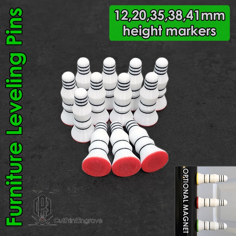 Furniture and Cupboard  Leveling System Pins 12 20 35 38 41mm-46mm height- RED