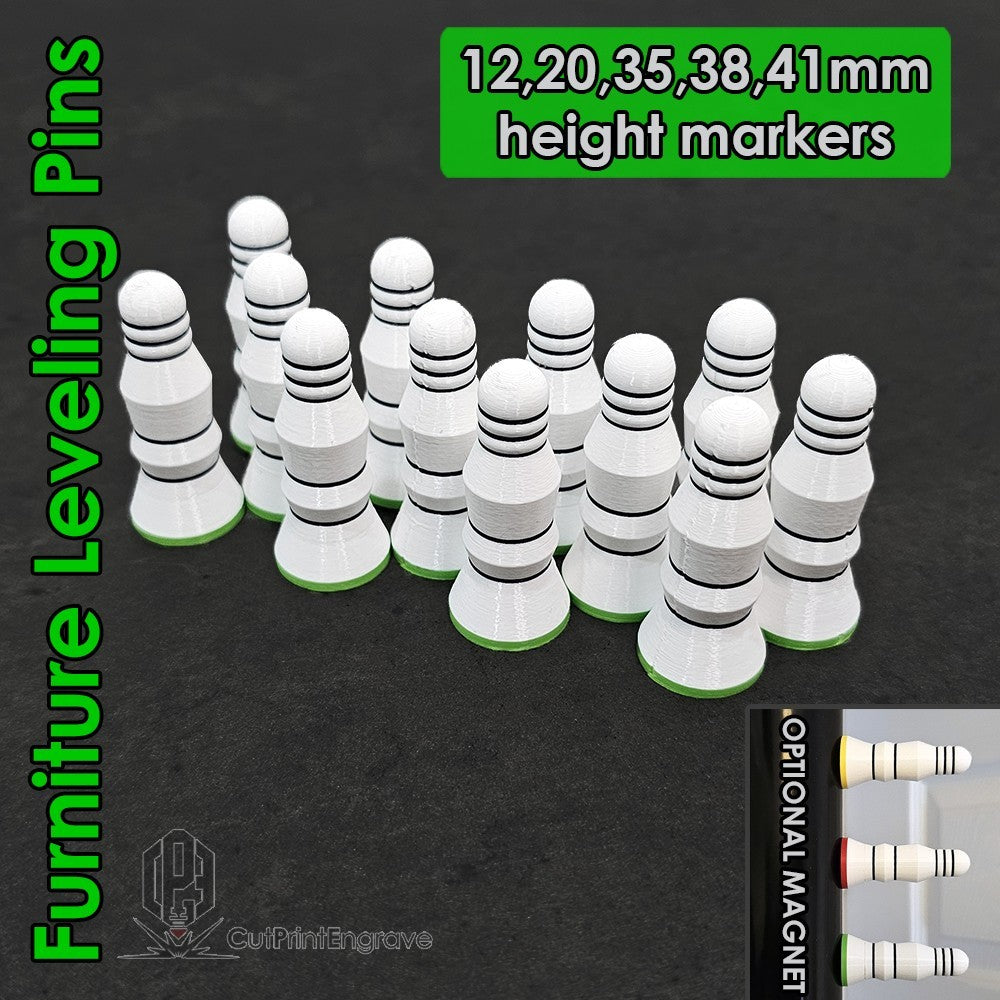 Furniture and Cupboard  Leveling System Pins 12 20 35 38 41mm-46mm height- GREEN