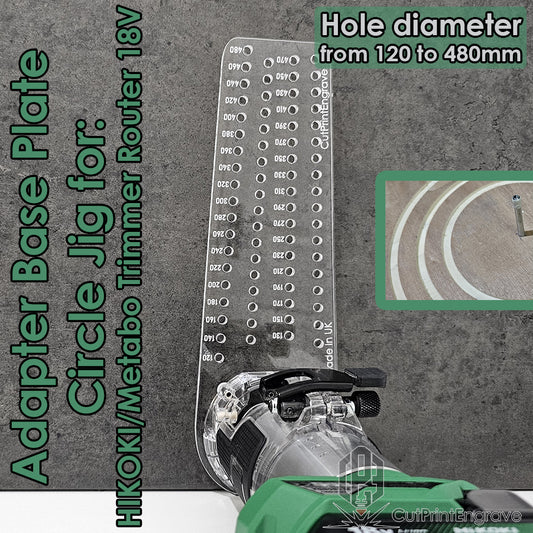 Large Circle Jig 4 HIKOKI/Metabo Trimmer 18V Cordless Router Base Plate