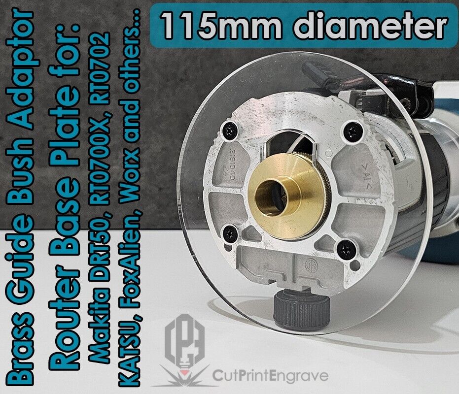 Makita DRT50 RT0700X... Router Trend Brass Guide Bush Adaptor Base Plate - 115mm