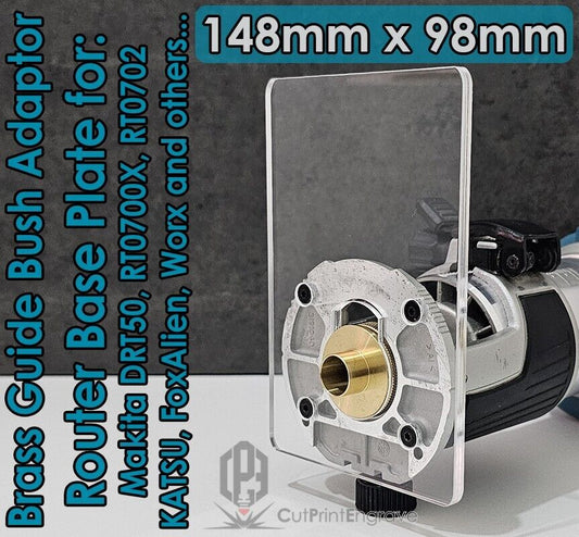 Makita DRT50 RT0700X...Router Trend Brass Guide Bush Adaptor Base Plate-148x98mm