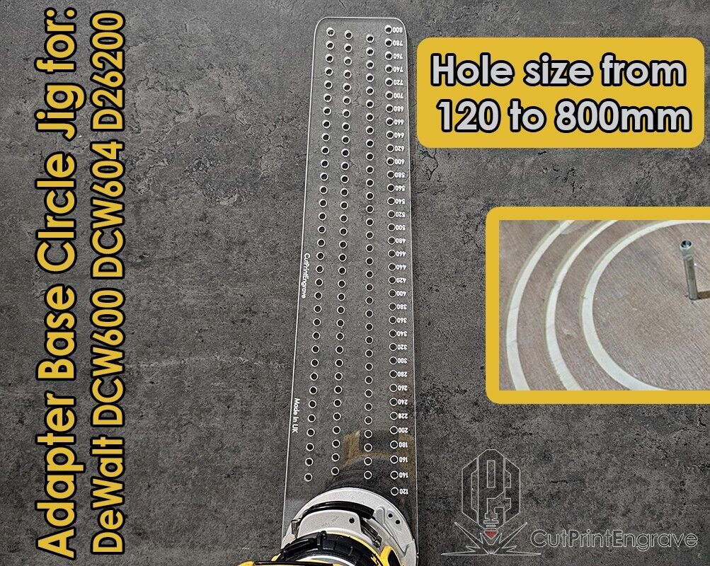 XtraLarge Circle Jig for DeWalt DCW600 DCW604 D26200 Cordless Plunge Router Base