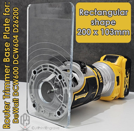 Rectangular Shape Router Base Plate For DeWalt DCW600 DCW604 D26200 200x103mm