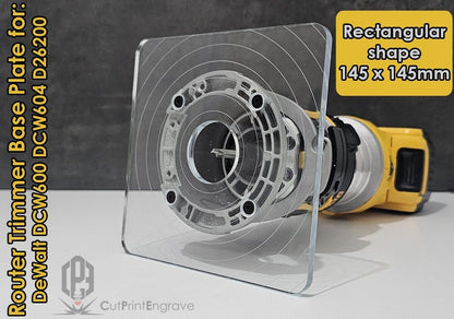 Rectangular Shape Router Base Plate For DeWalt DCW600 DCW604 D26200 145x145mm