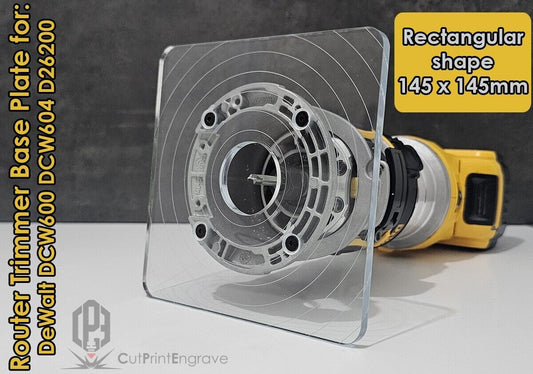 Rectangular Shape Router Base Plate For DeWalt DCW600 DCW604 D26200 145x145mm