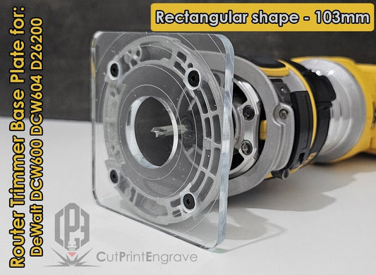 Rectangular Shape Router Base Plate For DeWalt DCW600 DCW604 D26200 103x103mm