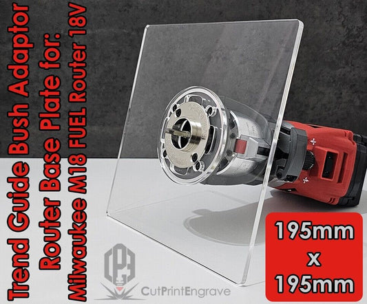 Milwaukee M18 FUEL Router Router Trend Guide Bush Adaptor Base Plate - 195x195mm