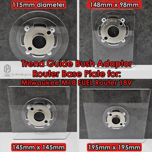 Milwaukee M18 FUEL Router 18V Router Trend Guide Bush Adaptor Base Plate-4 sizes