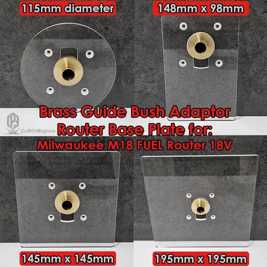 Milwaukee M18 FUEL Router 18V Trimmer Router Brass Guide Bush Adaptor - 4 sizes