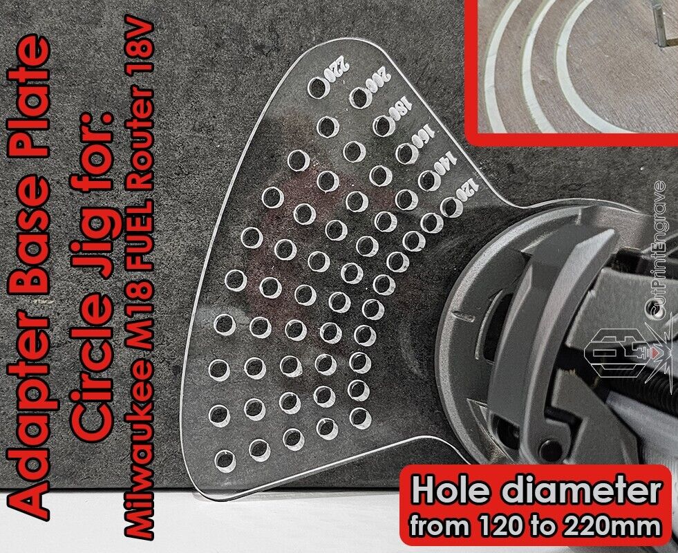 Small Circle Jig 4 Milwaukee M18 FUEL Router Cordless Plunge Router Base Plate