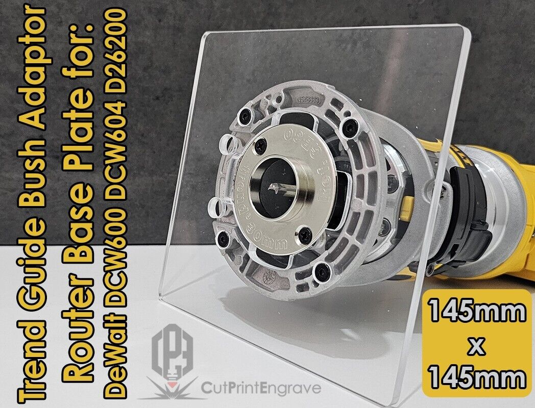 Dewalt DCW600 Trimmer Router Trend Guide Bush Adaptor Base Plate - 145mm x 145mm