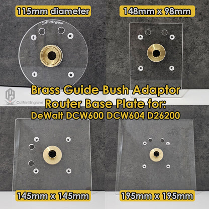 Dewalt DCW600 Trimmer Router Trend Brass Guide Bush Adaptor Base Plate - 4 sizes