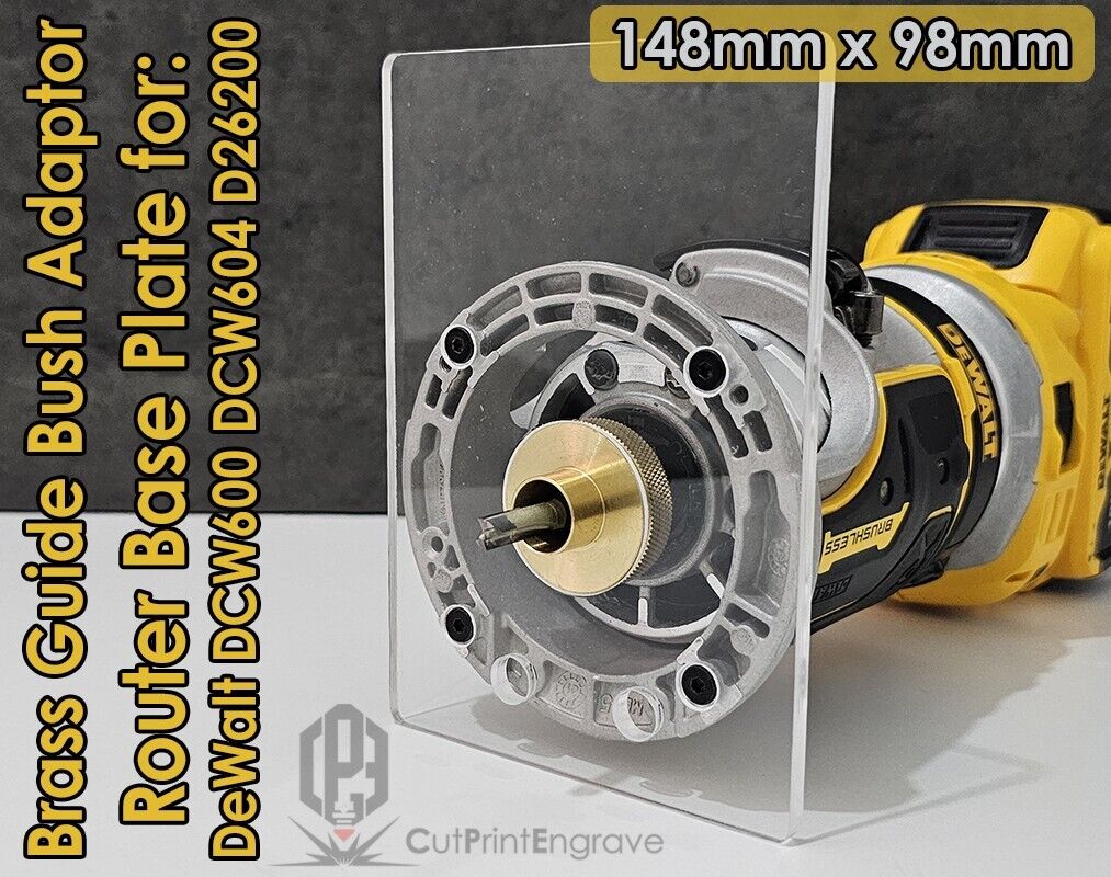 Dewalt DCW600 Trimmer Router Trend Brass Guide Bush Adaptor Base Plate -148x98mm
