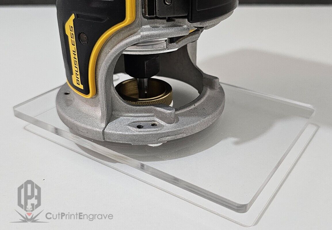 Dewalt DCW600 Trimmer Router Trend Brass Guide Bush Adaptor Base Plate -148x98mm