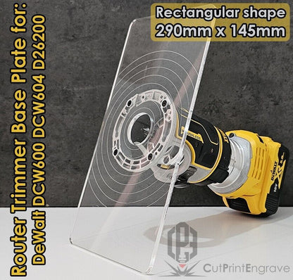 Rectangular Shape Router Base Plate For DeWalt DCW600 DCW604 D26200 290x145mm