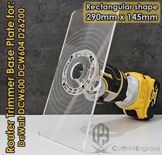 Rectangular Shape Router Base Plate For DeWalt DCW600 DCW604 D26200 290x145mm