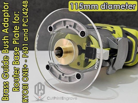RYOBI ONE+ 18V P601 PCL4424B Trimmer Router Brass Guide Bush Adaptor Base Plate