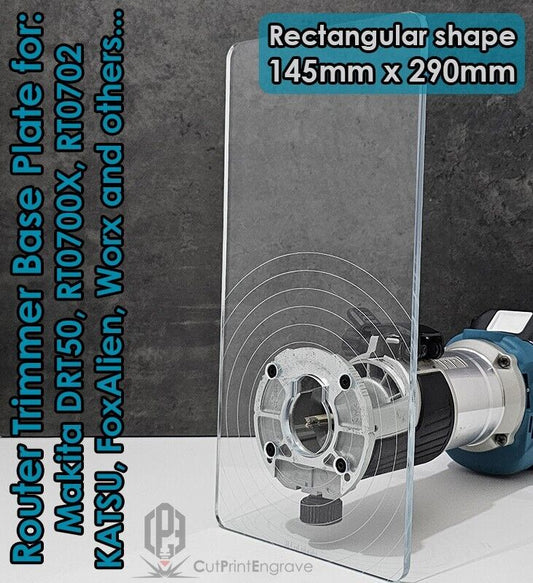 Rectangular Router Base Plate For Makita DRT50 RT0700X RT0702 KATSU 145x290mm