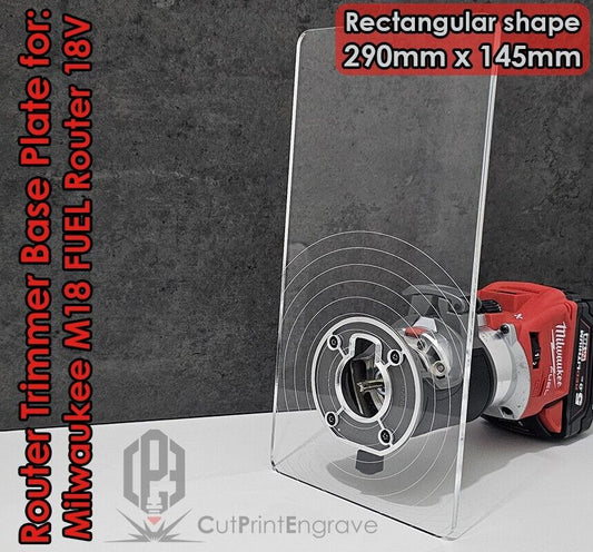 Rectangular Router Trimmer Base Plate 4 Milwaukee M18 FUEL Router 18V 290x145mm
