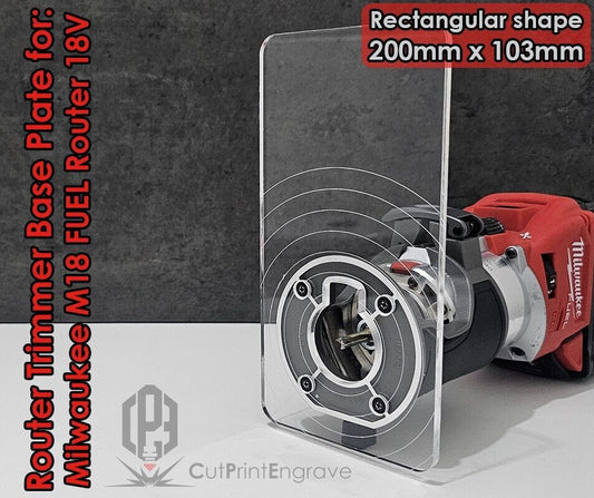 Rectangular Router Trimmer Base Plate 4 Milwaukee M18 FUEL Router 18V 200x103mm
