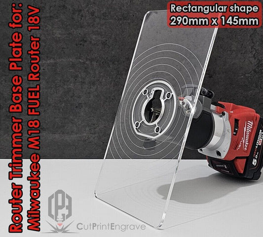Rectangular Router Trimmer Base Plate 4 Milwaukee M18 FUEL Router 18V 290x145mm