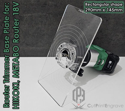 Rectangular Router Trimmer Base Plate For HIKOKI, Metabo 18V Router - 290x145mm