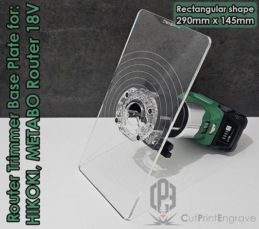 Rectangular Router Trimmer Base Plate For HIKOKI, Metabo 18V Router - 290x145mm