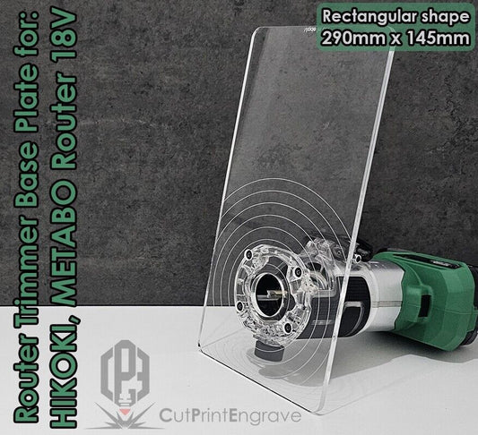 Rectangular Router Trimmer Base Plate For HIKOKI, Metabo 18V Router - 290x145mm