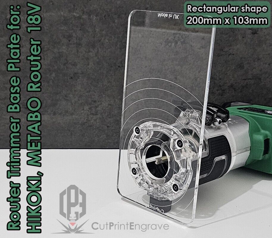 Rectangular Router Trimmer Base Plate For HIKOKI, Metabo 18V Router - 200x103mm