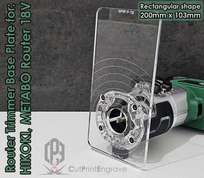 Rectangular Router Trimmer Base Plate For HIKOKI, Metabo 18V Router - 200x103mm